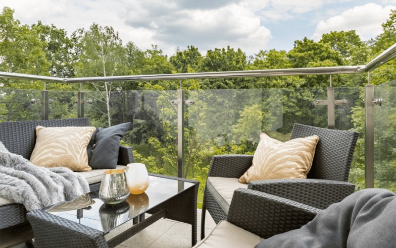 Balcony with glass balustrade
